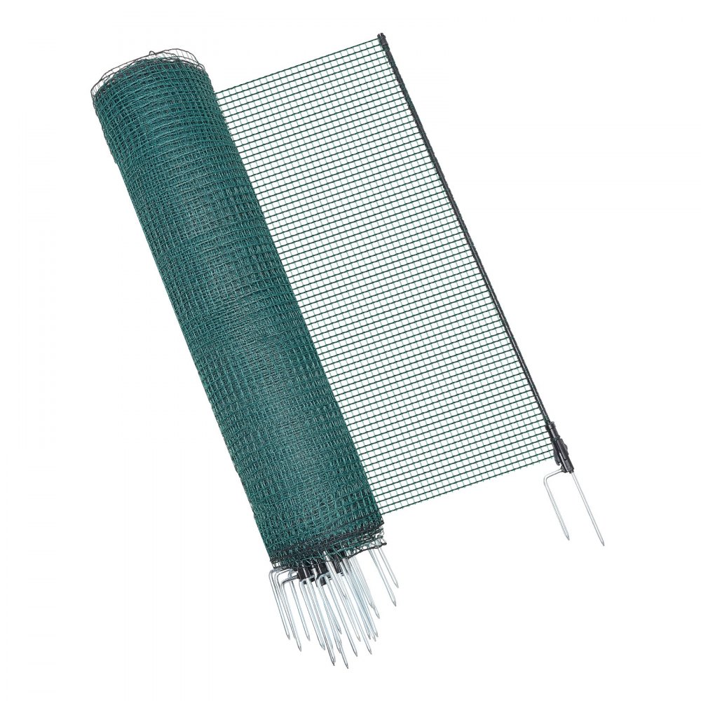 VEVOR Temporary Fence with Posts, 3.9 x 82 FT Plastic Mesh Fencing, Garden Safety Fences Netting with Double-Spike Stakes & Guy Ropes, Temporary Fence for Dogs, Chickens, Plants, Outdoor Yards