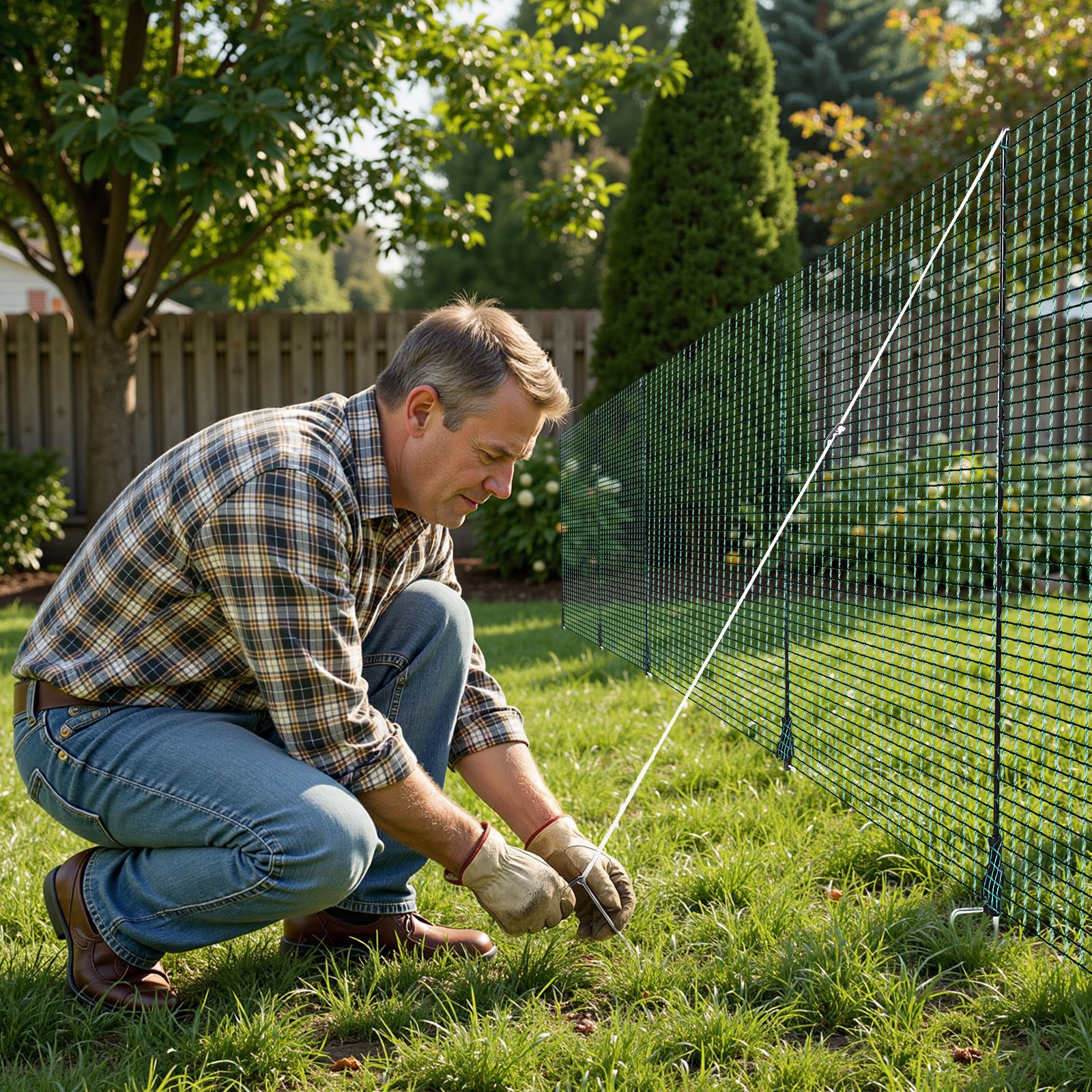 VEVOR grenshek 25x1,2 m, PE weidehek, mobiel hondenhek met dubbele puntpalen en scheerlijnen, kippenhek, tuinhek, campinghek voor honden, kippen, planten, buitenruimtes