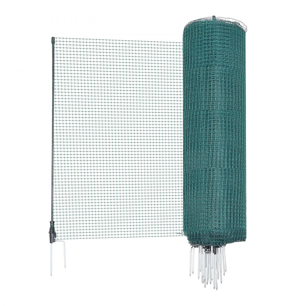 VEVOR grenshek 50x0,9 m, PE weidehek, mobiel hondenhek met dubbele puntpalen en scheerlijnen, kippenhek, tuinhek, campinghek voor honden, kippen, planten, buitenruimtes