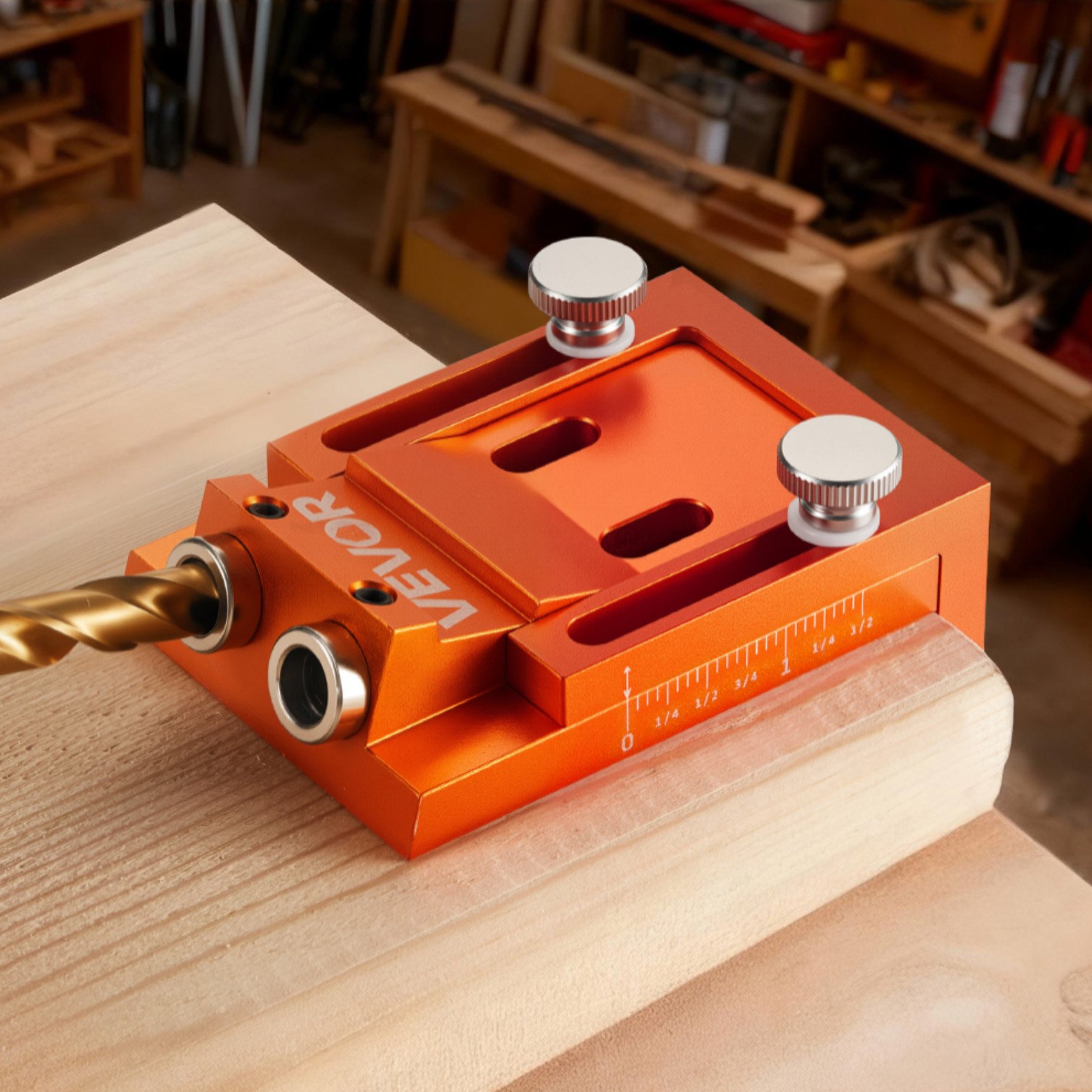 VEVOR Pocket Hole Jig Set 12-48 mm Pocket Hole Jig-systeem met trapboor, inbussleutel, boorstopring, vierkante aandrijfbit, pluggen en schroeven