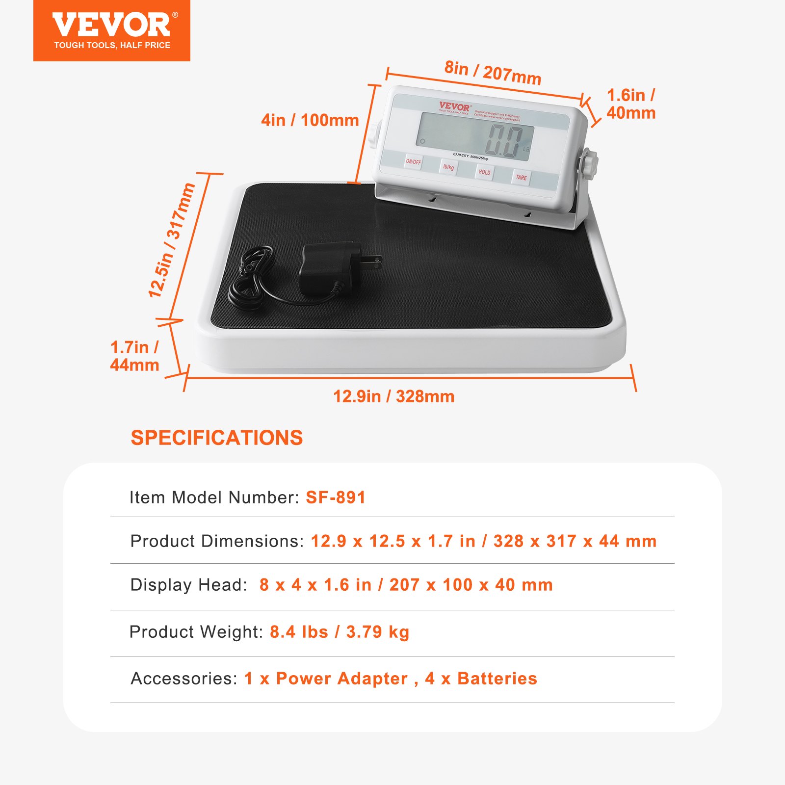 VEVOR Portable Medical Scale, Professional Digital Physician Scale for Weighing - with Anti-Slip Mat, 2 Units (kg/lb), Hold & Tare Function, 550LBS Capacity Physician Wight Scale for Gym Home Hospital
