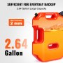 VEVOR-benzinekan, brandstoftank van 2,64 gallon/10 liter met uitloop en afsluitbare houder, benzineopslagcontainer, automatische uitschakelfunctie en instelbaar debiet, compatibel