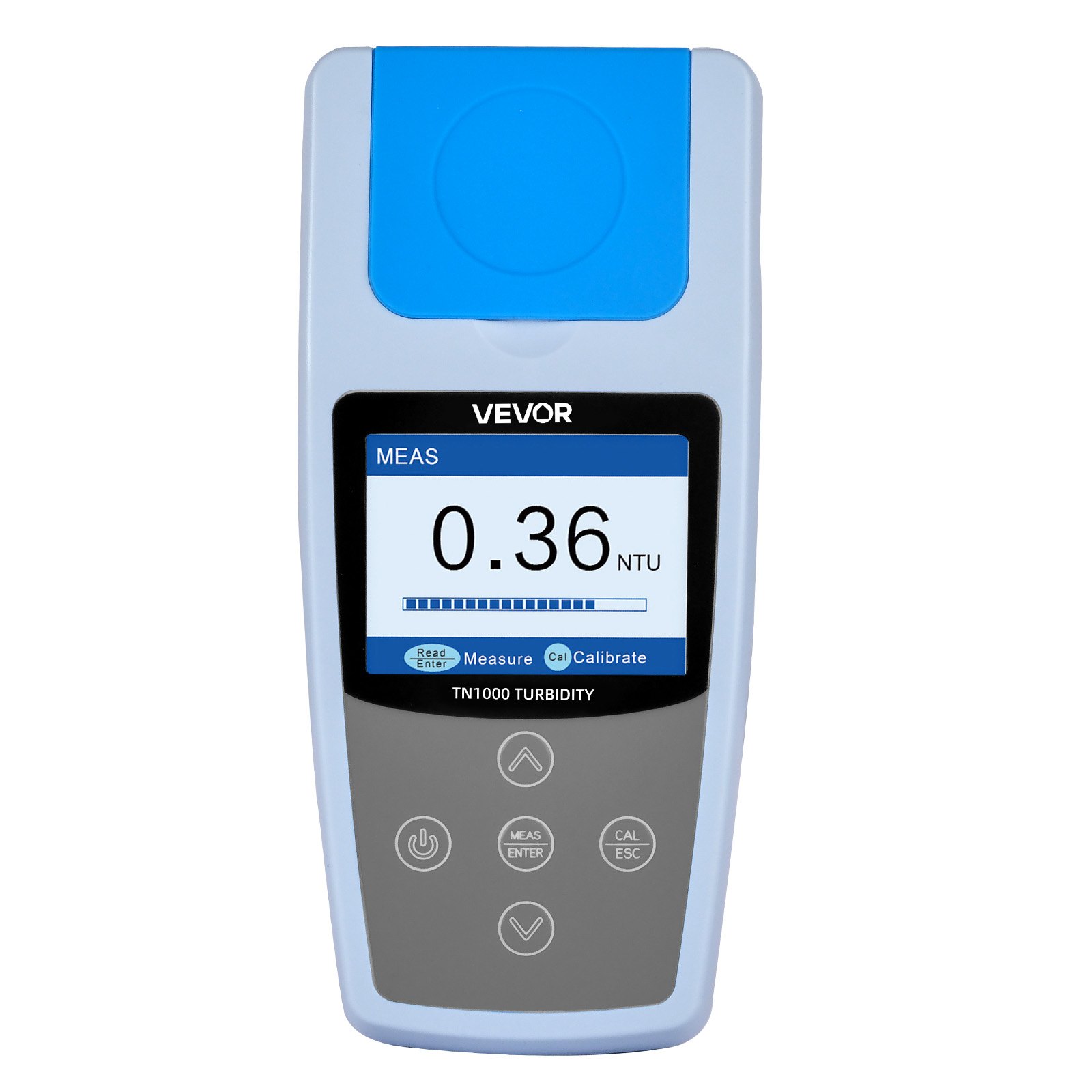 VEVOR Troebelheidsmeter Meetbereik 0-1000 NTU, ISO 7027-conform, draagbare troebelheidsmeter, snelle uitlezing, met kalibratie-oplossingen, monsterflesjes en draagtas, voor veld en installatie