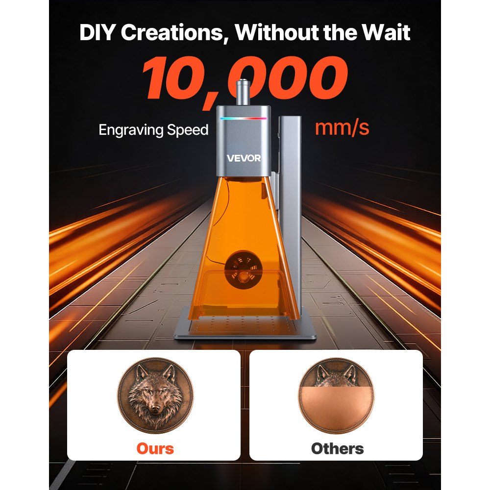 VEVOR 2-in-1 Dual Laser Engraver, 10,000 mm/s High Speed, Portable 20W Blue and 2W IR Laser Engraving Machine, 6.3 x 5.5 in Engraving Area, Manual & Auto Focus, DIY Engraver Tool, for Wood Acrylic