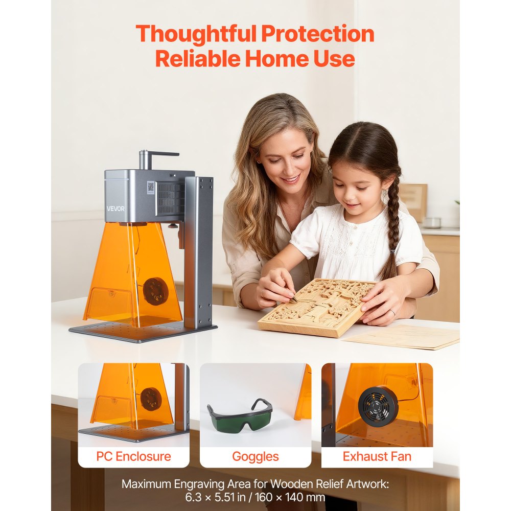 VEVOR 2-in-1 Dual Laser Engraver, 10,000 mm/s High Speed, Portable 20W Blue and 2W IR Laser Engraving Machine, 6.3 x 5.5 in Engraving Area, Manual & Auto Focus, DIY Engraver Tool, for Wood Acrylic