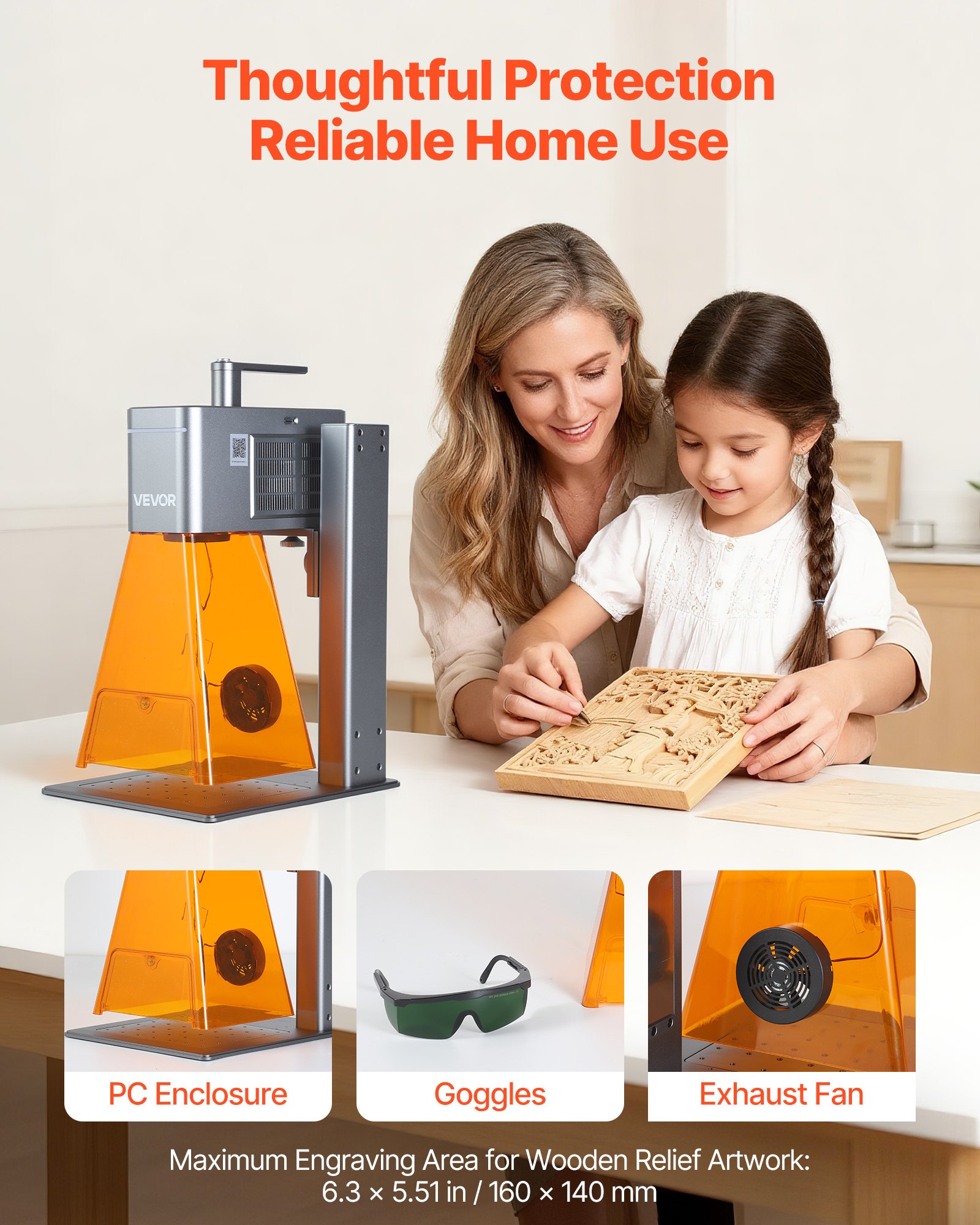 VEVOR 2-in-1 Dual Laser Engraver, 10,000 mm/s High Speed, Portable 20W Blue and 2W IR Laser Engraving Machine, 6.3 x 5.5 in Engraving Area, Manual & Auto Focus, DIY Engraver Tool, for Wood Acrylic