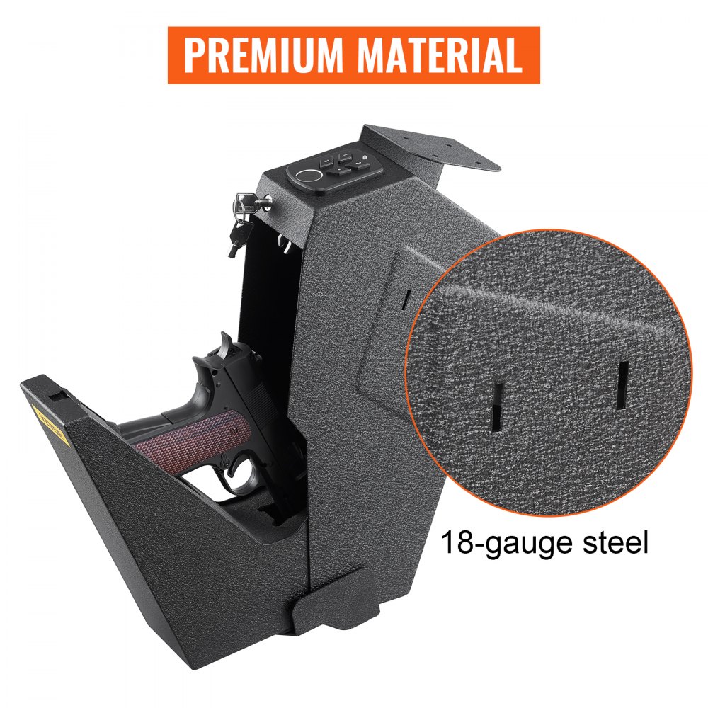 VEVOR Brandwerende Kluis met Sleutel 7,3 x 19 x 35,5 cm, Kluis met Cijferslot 3,3 kg, Wapenkluis Brandwerend Waterdicht met Vingerafdrukscanner, Meubelkluis Elektronisch Slot met Stalen Constructie