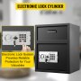 VEVOR Digital Depository Safe Electronic Code Lock, Deposit Safe with Two Emergency Keys, Depository Safe with Deposit Slot, Restaurant Safe Carbon Steel, Depository Box for Home, Hotel and Office