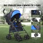 VEVOR lichtgewicht kinderwagen, compact, eenvoudig opvouwbaar met verstelbare rugleuning, frame van koolstofstaal, grote opbergmand, paraplu-kinderwagen voor reizen en meer, zwart/blauw