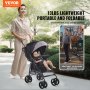 VEVOR Lightweight Stroller, Compact Easy Fold MultiPosition Recline Canopy Backrest, Carbon Steel Frame, Large Storage Basket,Cup Holder, Umbrella Toddler Baby Stroller for Travel, Light Gray/Black