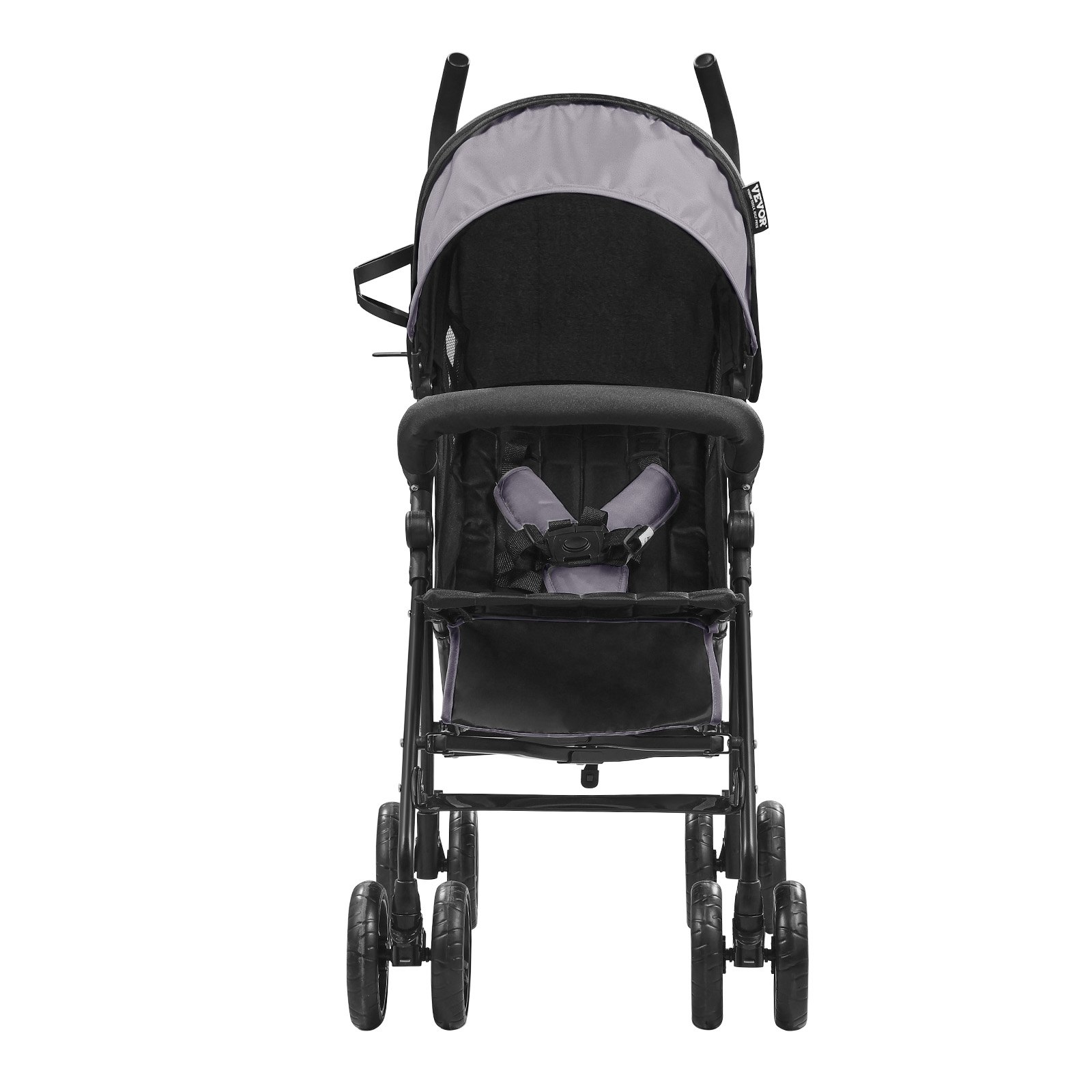 VEVOR Lightweight Stroller, Compact Easy Fold MultiPosition Recline Canopy Backrest, Carbon Steel Frame, Large Storage Basket,Cup Holder, Umbrella Toddler Baby Stroller for Travel, Light Gray/Black