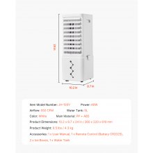 VEVOR verdampingskoeler mobiele airconditioner 9L 15574L/min luchtkoeler 2 koelboxen