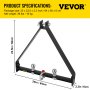 VEVOR trailer hitch with dimensions and weight specifications shown.