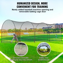 VEVOR Honkbal-slagkooinet met frame en net 12x3,6x3,6m Honkbalkooinet voor slag- en veldwerk Honkbalnet-slagkooi voor tieners of volwassenen Zwarte achtertuin
