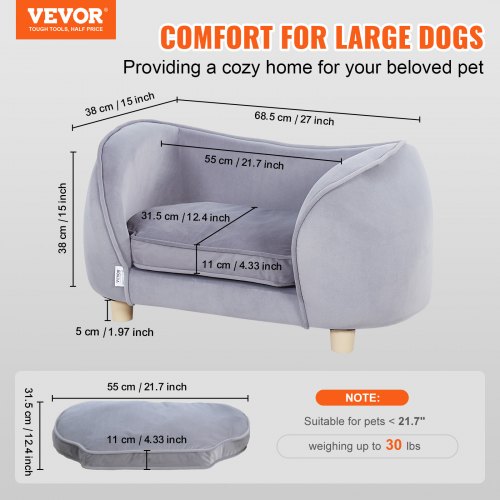 animal-design Retro Dierbank Velvet met kussen Gestoffeerde sofa Sofa Hondenbed Kattenbed Slaapplaats voor honden en katten versch. kleuren, Kleur: Taupe, Maat: Maat 2