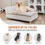 VEVOR pet sofa with large dog lying on it, supports up to 110 lbs, suitable for various pet breeds.