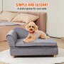 beige poodle on a VEVOR pet sofa with a cozy bed in the background, highlighting comfort and elegance.