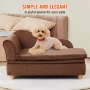 VEVOR pet sofa in brown with a dog lying on it, placed in a cozy home setting.