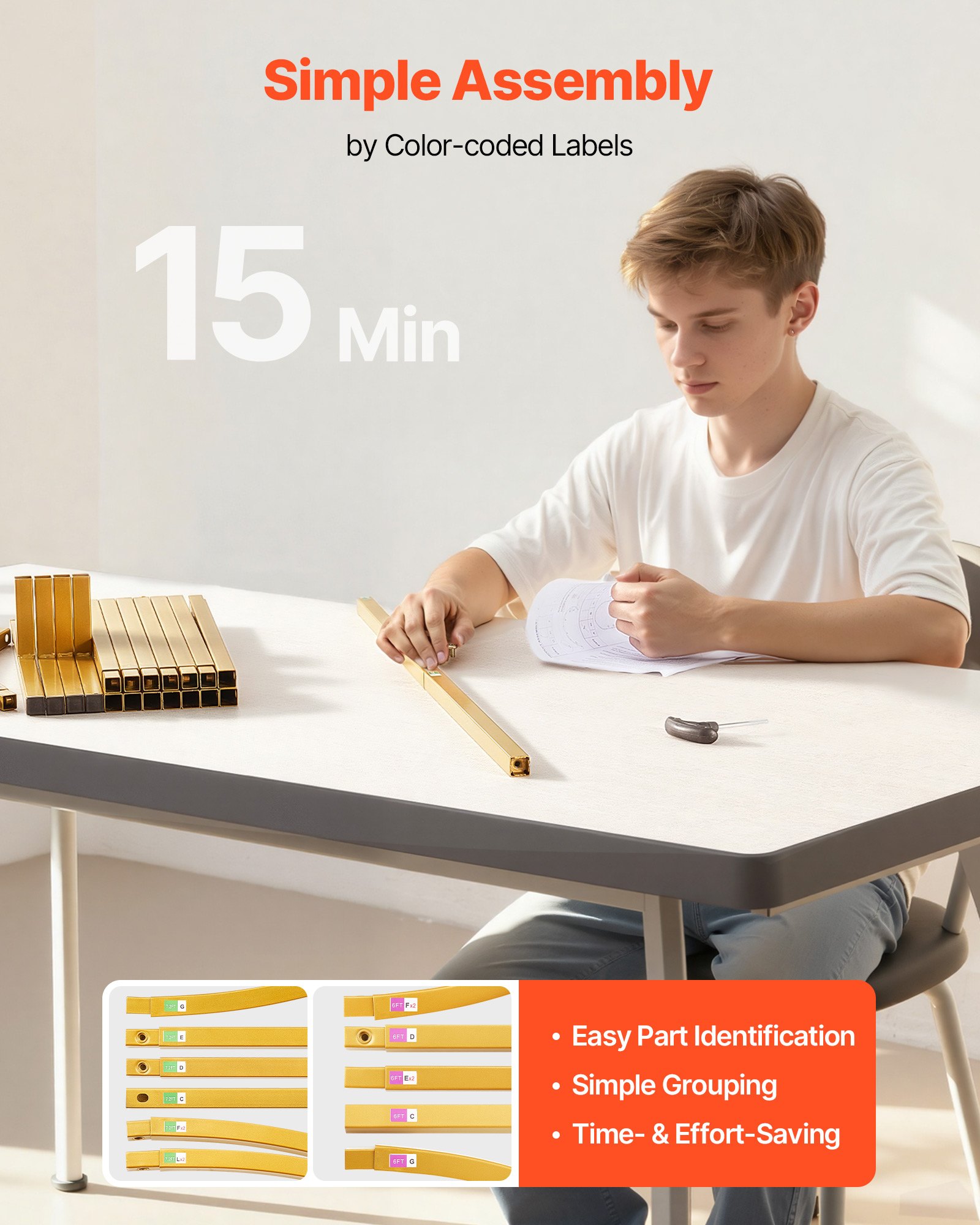 VEVOR Arch Backdrop Stand, Set of 2, 2.2 m and 1.8 m, Stable Structure, Easy Assembly, Gold Metal Arch Backdrop Stand for Wedding, Birthday Party, Graduation, Celebration, and Ceremony Decoration