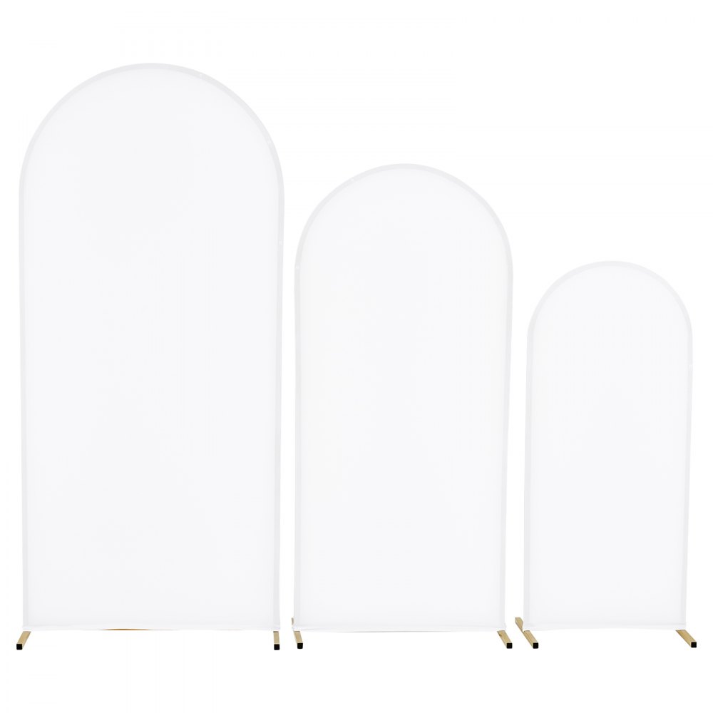 VEVOR Arch Backdrop Stand, Set of 3, 1.8/1.5/1.2 m, Stable Structure, Easy Assembly, Gold Metal Arch Backdrop Stand with Cover, for Wedding, Birthday Party, Celebration, and Ceremony Decoration