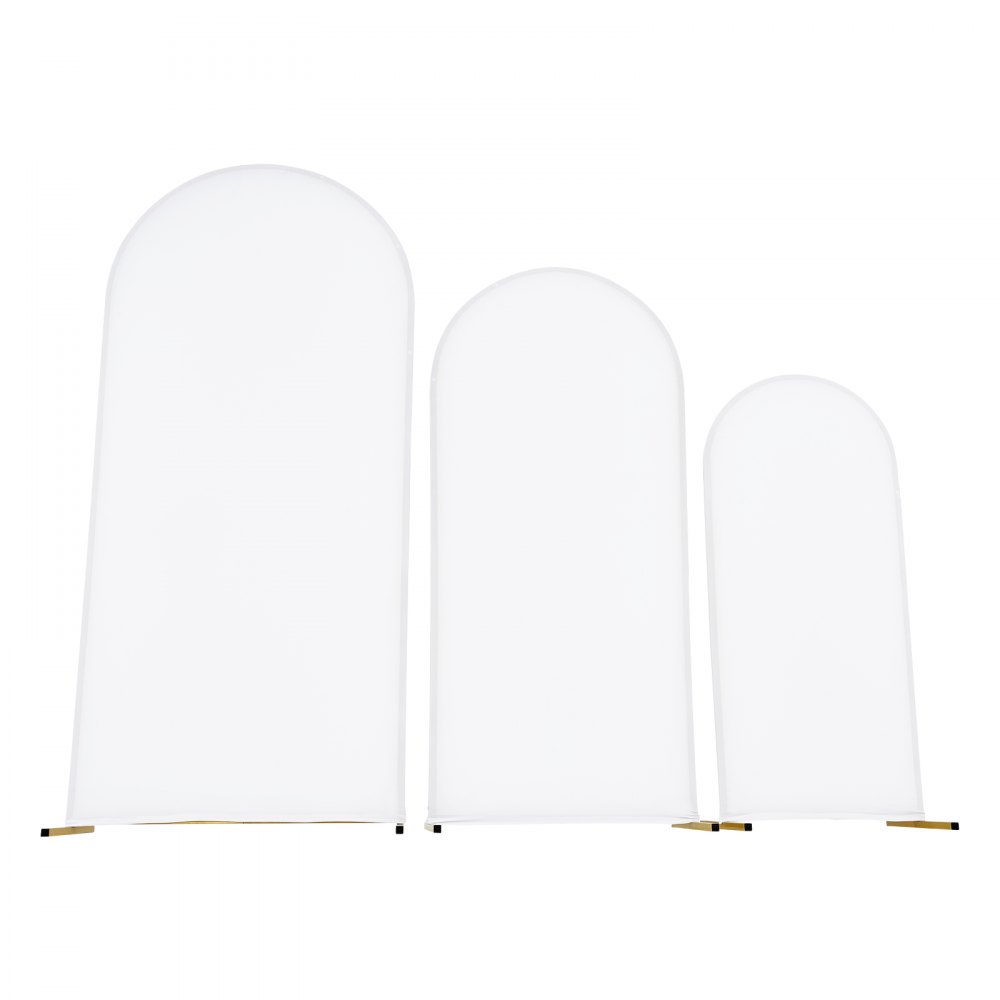 VEVOR Arch Backdrop Stand, Set of 3, 1.8/1.5/1.2 m, Stable Structure, Easy Assembly, Gold Metal Arch Backdrop Stand with Cover, for Wedding, Birthday Party, Celebration, and Ceremony Decoration