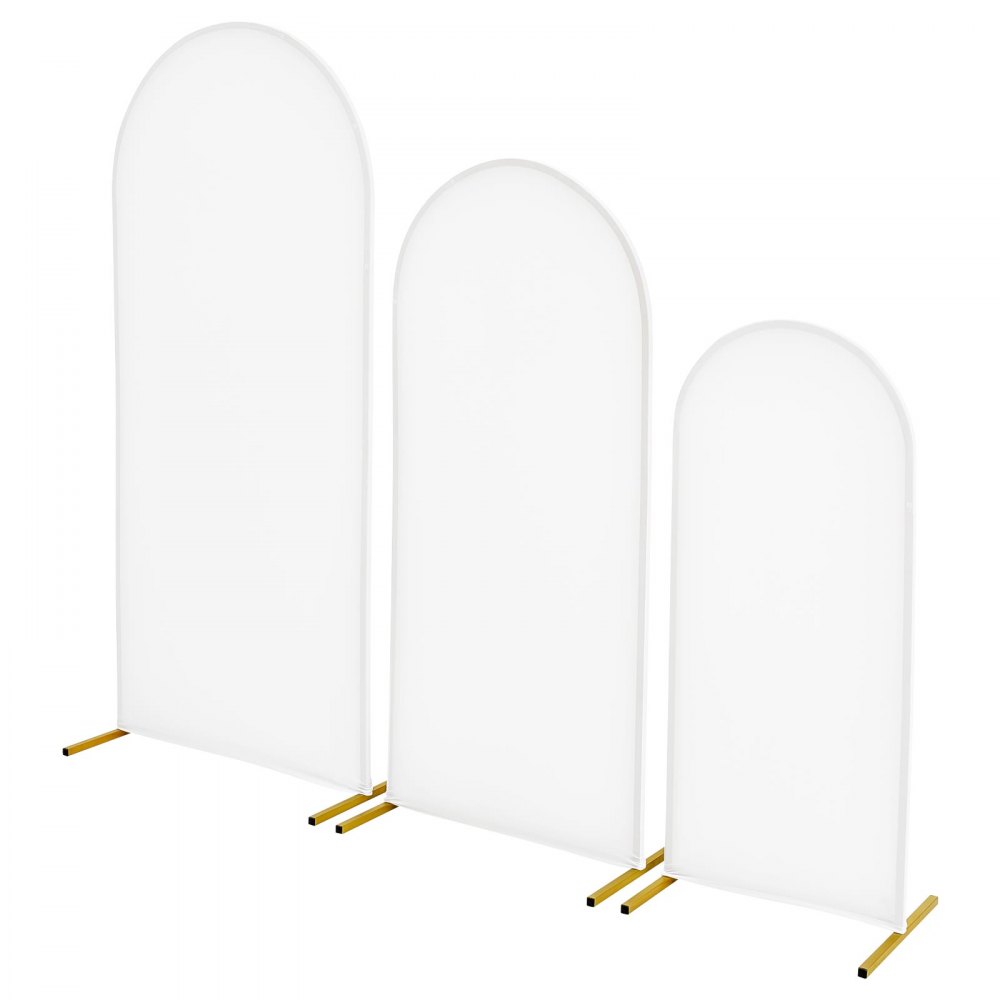 VEVOR Arch Backdrop Stand, Set of 3, 1.8/1.5/1.2 m, Stable Structure, Easy Assembly, Gold Metal Arch Backdrop Stand with Cover, for Wedding, Birthday Party, Celebration, and Ceremony Decoration