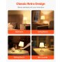 VEVOR Cordless Table Lamp, 5200mAh Built-in Rechargeable Battery Small Desk Lamp, 3-Level Brightness, Fabric Shade, 2700-3000K Color Temperature, Table Light for Restaurant, Bedroom, Bars, Gold