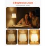 VEVOR Cordless Table Lamp, 5200mAh Built-in Rechargeable Battery Desk Lamp, 3-Level Brightness, Fabric Shade, 2700-3000K Color Temperature, Table Light for Restaurant, Bedroom, Bar Counter, Gold