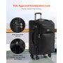 VEVOR Softside Expandable Luggage with Spinner Wheels, 24 inch / 61 cm Softside Checked Medium Luggage, Lightweight Checked Suitcase with Expandable Zippered Pocket and TSA Lock, Black