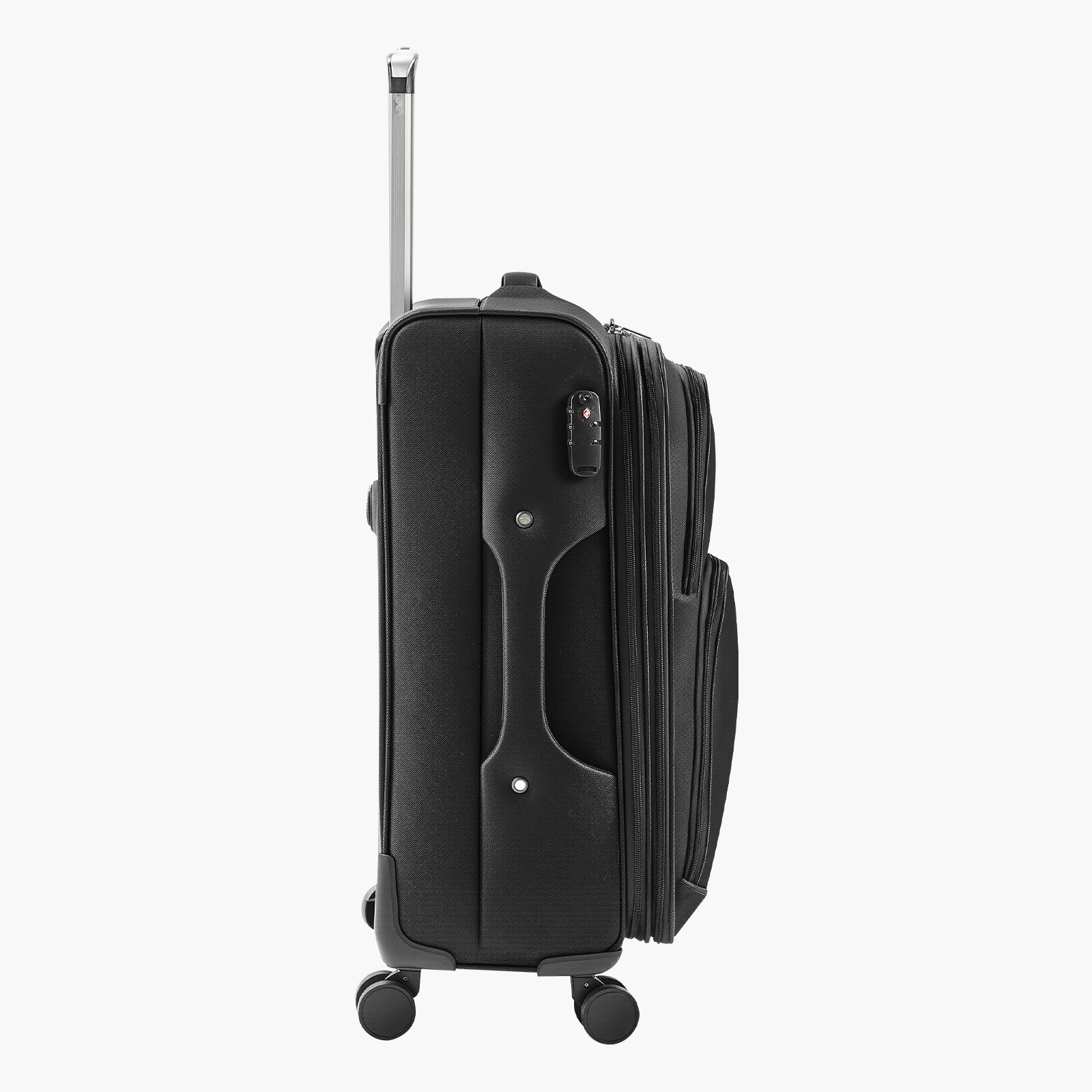 VEVOR Softside Expandable Luggage with Spinner Wheels, 24 inch / 61 cm Softside Checked Medium Luggage, Lightweight Checked Suitcase with Expandable Zippered Pocket and TSA Lock, Black