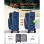 VEVOR Softside Expandable Luggage with Spinner Wheels, 20 inch / 50.8 cm Softside Carry on Luggage, Lightweight Checked Suitcase with Expandable Zippered Pocket and TSA Lock, Blue