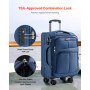 VEVOR Softside Expandable Luggage with Spinner Wheels, 20 inch / 50.8 cm Softside Carry on Luggage, Lightweight Checked Suitcase with Expandable Zippered Pocket and TSA Lock, Blue
