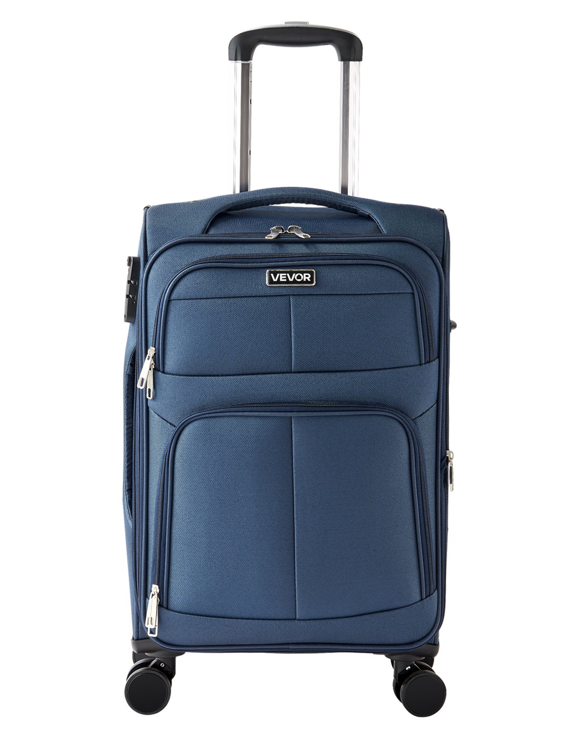 VEVOR Softside Expandable Luggage with Spinner Wheels, 20 inch / 50.8 cm Softside Carry on Luggage, Lightweight Checked Suitcase with Expandable Zippered Pocket and TSA Lock, Blue