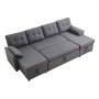 VEVOR U-vormige slaapbank, omvormbare slaapbank met 2 zijzakken & 2 kussens & dubbele chaise longue, uitschuifbare slaapbank voor 6 personen met veel opbergruimte voor woonkamer, appartement, metalen frame