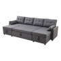 VEVOR U-vormige slaapbank, omvormbare slaapbank met 2 zijzakken & 2 kussens & dubbele chaise longue, uitschuifbare slaapbank voor 6 personen met veel opbergruimte voor woonkamer, appartement, metalen frame
