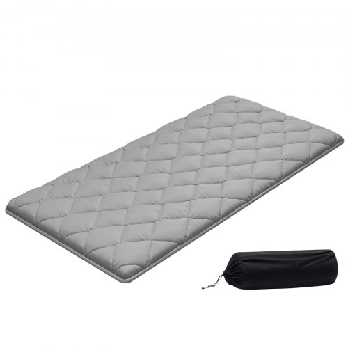 VEVOR Japanse futonmatras (2032 x 991 x 63,5 mm), opvouwbare tatami (eenpersoonsbedformaat), vloermatras met opbergtas en bevestigingsmateriaal, 9-laags slaapmat voor meditatie en yoga, grijs
