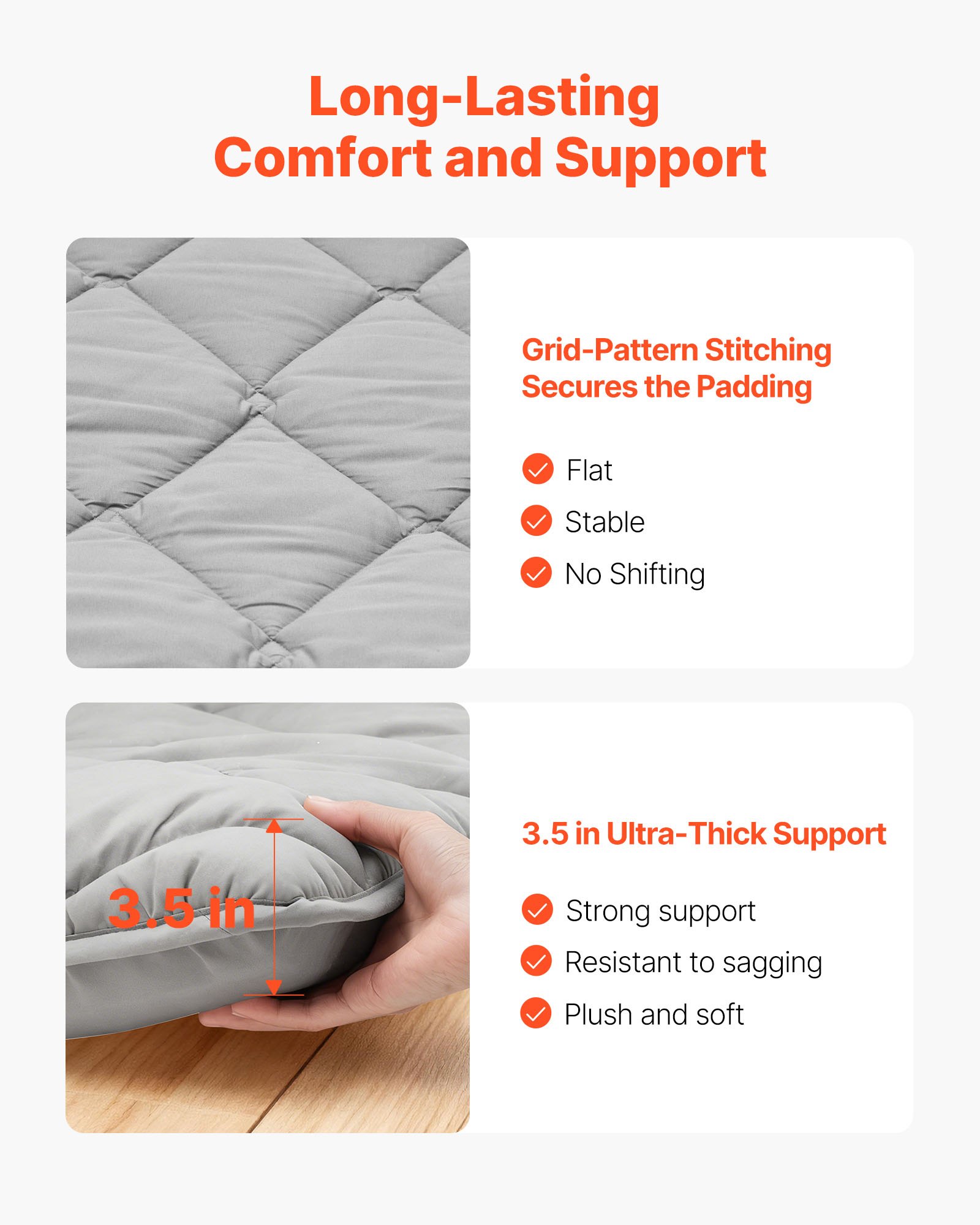 VEVOR Japanse futonmatras (2032 x 1524 x 89 mm), opvouwbare tatami (queensize), vloermatras met opbergtas en bevestigingsmateriaal, 9-laags slaapmat voor meditatie en yoga, grijs