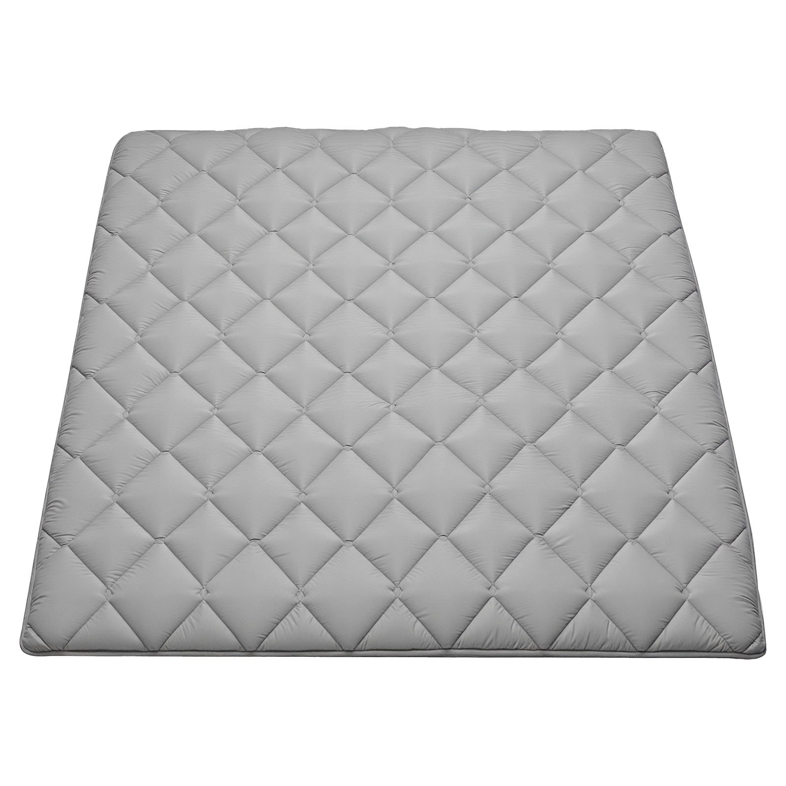 VEVOR Japanse futonmatras (2032 x 1524 x 89 mm), opvouwbare tatami (queensize), vloermatras met opbergtas en bevestigingsmateriaal, 9-laags slaapmat voor meditatie en yoga, grijs