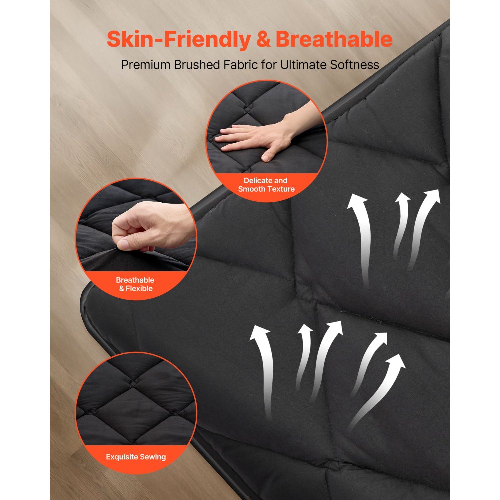 VEVOR Japanese Tatami Mat, Queen Size Foldable Japanese Tatami Mattress, Futon Mattress with Storage Bag & Fastener, 9-Layer Floor Mat for Sleeping, Dorm, Meditation, Yoga, 2032 x 1524 x 89 mm, Black