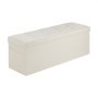 VEVOR opvouwbare poef met opbergruimte (rechthoekig), voetenbank met zijvakken, opvouwbare, gevoerde kruk, belastbaar tot 299,37 kg, 11 x 38 x 38 cm, voor woonkamer, slaapkamer, hal, beige