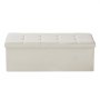 VEVOR opvouwbare poef met opbergruimte (rechthoekig), voetenbank met zijvakken, opvouwbare, gevoerde kruk, belastbaar tot 299,37 kg, 11 x 38 x 38 cm, voor woonkamer, slaapkamer, hal, beige