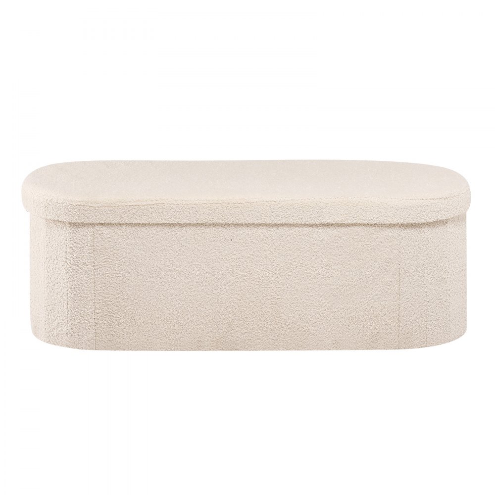 VEVOR Opvouwbare voetenbank met opbergruimte (ovaal), opvouwbare kruk met gevoerde zitting, draagvermogen tot 299,37 kg, 11 x 38 x 38 cm, voetenbank voor woonkamer, slaapkamer, gang, beige