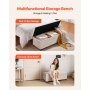 VEVOR Storage Ottoman Bench, Button-Tufted End of Bed Bench with Side Bags, Flip-up Upholstered Storage Chest with Metal Frame, Linen Bed Ottoman for Living Room, Bedroom, Entryway, Office, Beige