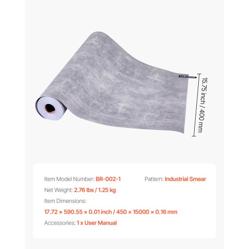 Zelfklevend Behang, 45 cm x 15 m, Muurbehang, Zelfklevende Folie in Industriële Stijl, Meubelfolie, Meubelsticker, Decoratieve Behangrol voor Slaapkamer, Keuken, Kantoor, Badkamer, Donkergrijs | NL