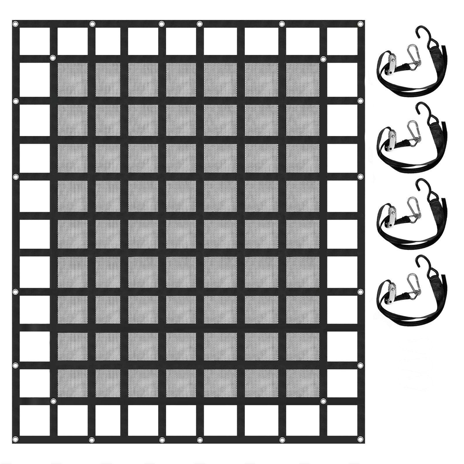 VEVOR Mesh bagagenet, 2,44 m x 2,04 m bagagenet voor laadbakken van pick-up trucks, robuust bagagenet met gespen, S-haken en kruisbanden, bagagenet voor aanhangers, SUV's en jeeps (243,84 cm x 203,24 cm)