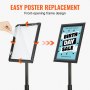 VEVOR Pedestal Sign Holder, 8.5 x 11 Inch Vertical and Horizontal Adjustable Poster Stand, Heavy-Duty Floor Standing Sign Holder with Round Base for Display, Advertisement, and Outdoor, Black