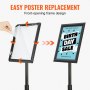 VEVOR information stand with base 279 x 216 mm information stand adjustable height 820-1250 mm poster stand, robust sign holder stand filled with sand or water, for displays, advertising