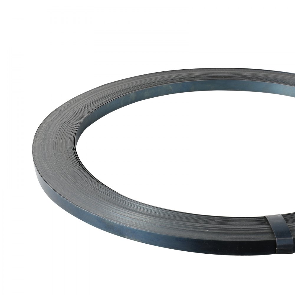 VEVOR Packaging Steel Strapping Roll, 330' Length x 1/2" Width x 0.016" Thickness, 1100 lbs Break Strength, Heavy Duty Banding Pallet Strap Coil, Portable Strong Banding Packing Metal Straps, Black