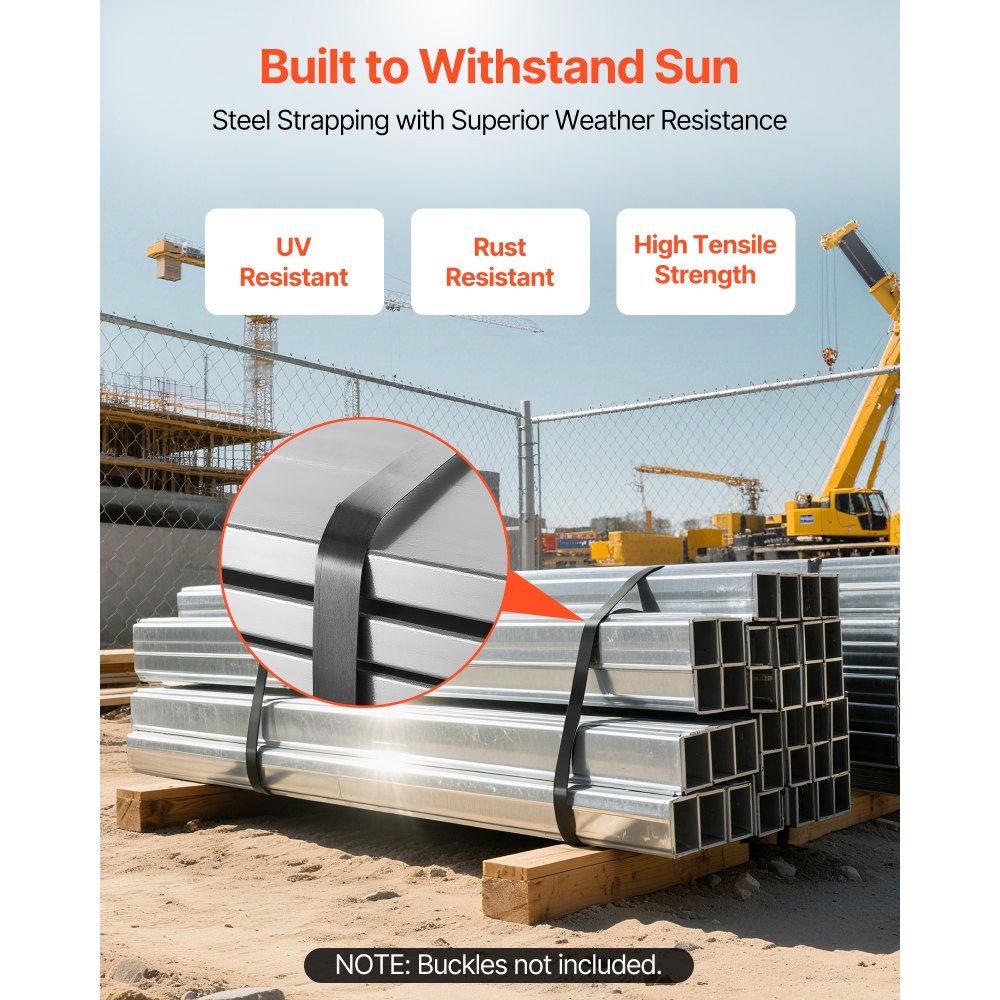 VEVOR staalband, 19 mm x 55 mm x 500 m, verpakkingsstaalband, metalen bandrol, staalband, 770 kg breeksterkte, staalband, zware bandrol voor palletverpakking