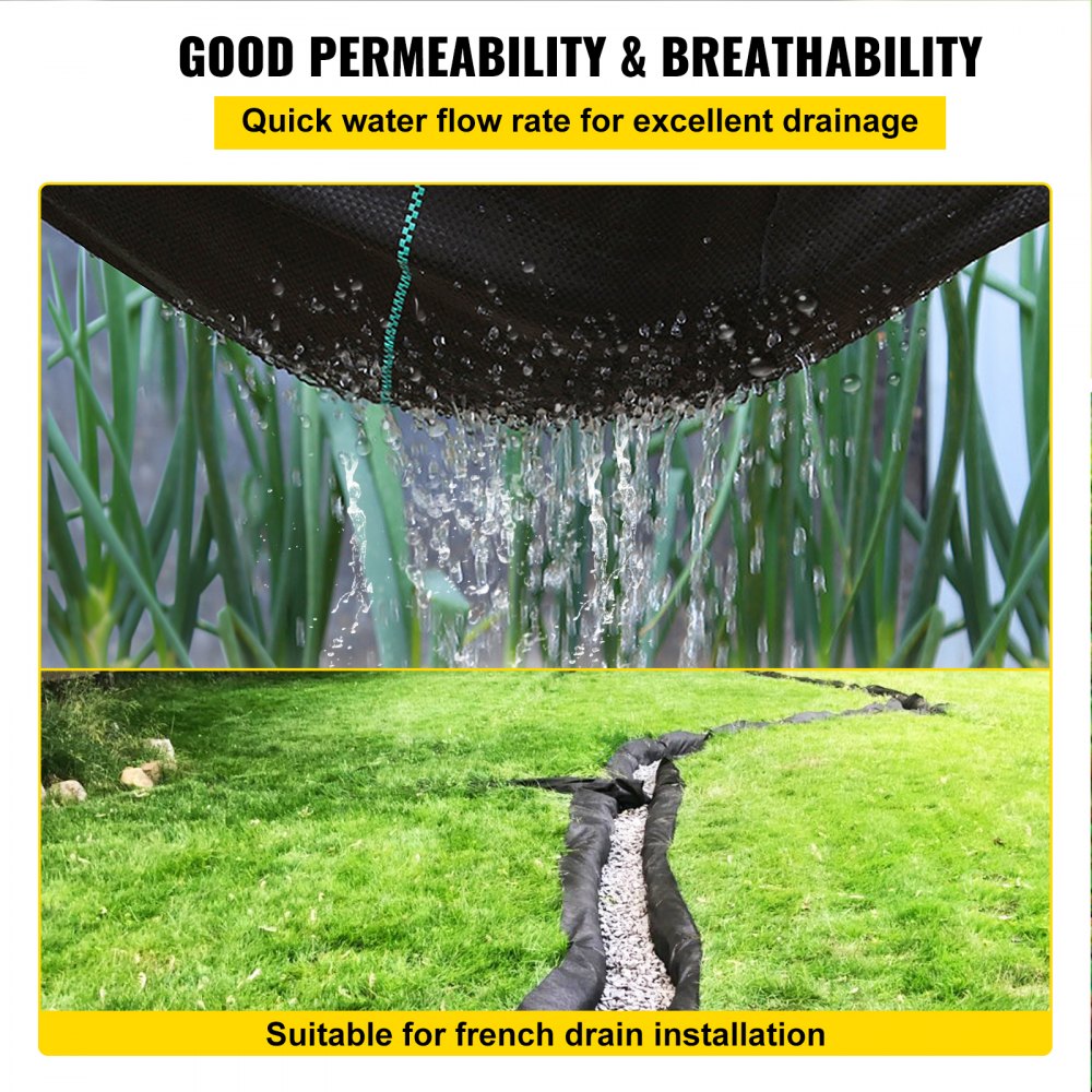 VEVOR Driveway Fabric, 13x60 ft Commercial Grade Driveway Fabric, 600 Pounds Grab Tensile Strength Geotextile Fabric Driveway, Underlayment Fabric Landscape Fabric Stabilization Underlayment